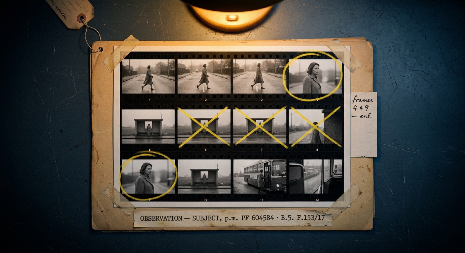 A surveillance contact sheet of the subject.