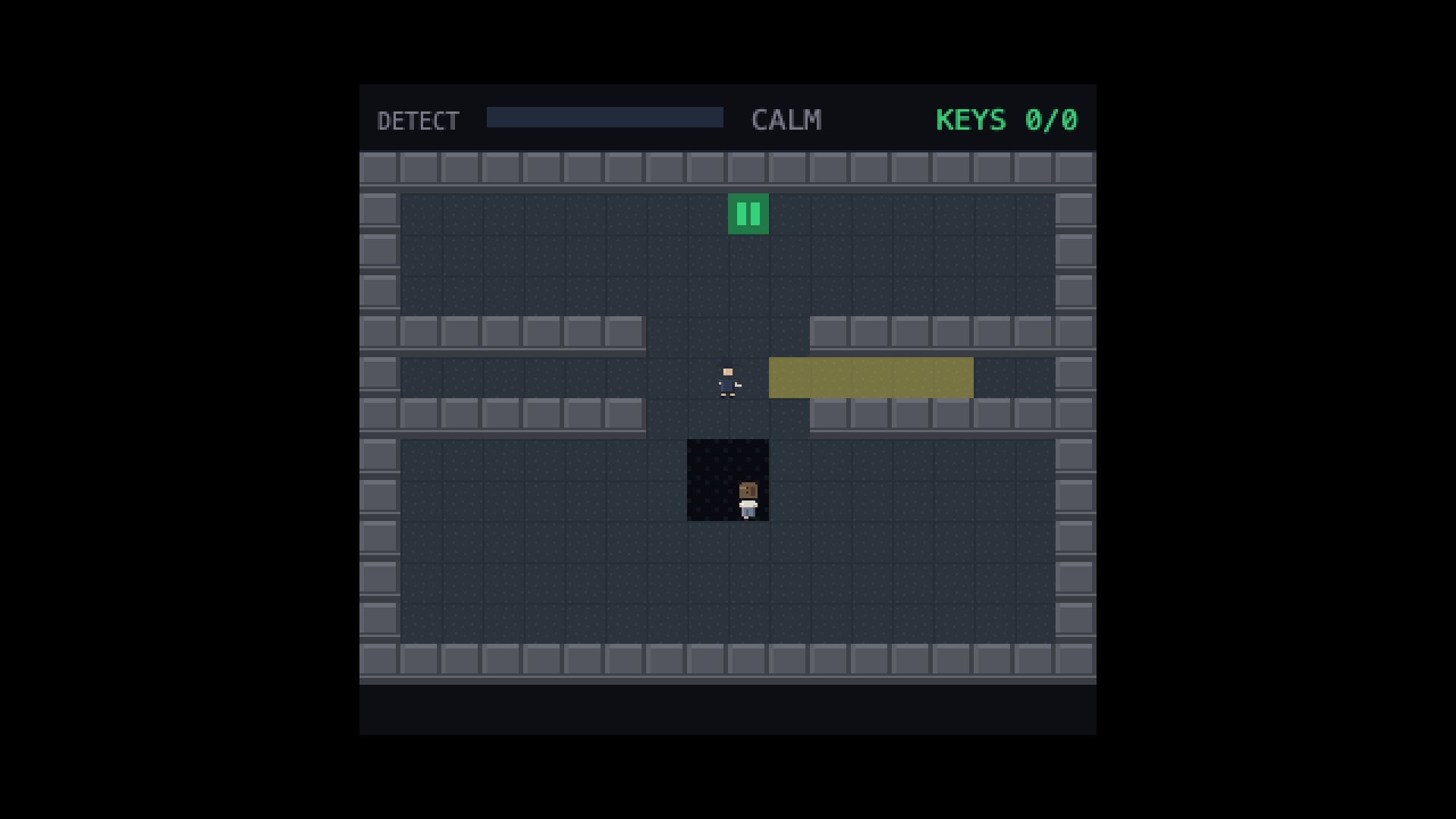 A single patrol cone sweeps an early corridor.